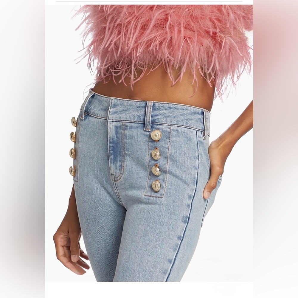 Generation Love Justine Button Fray Denim Pants | Size Small - Picture 3 of 9